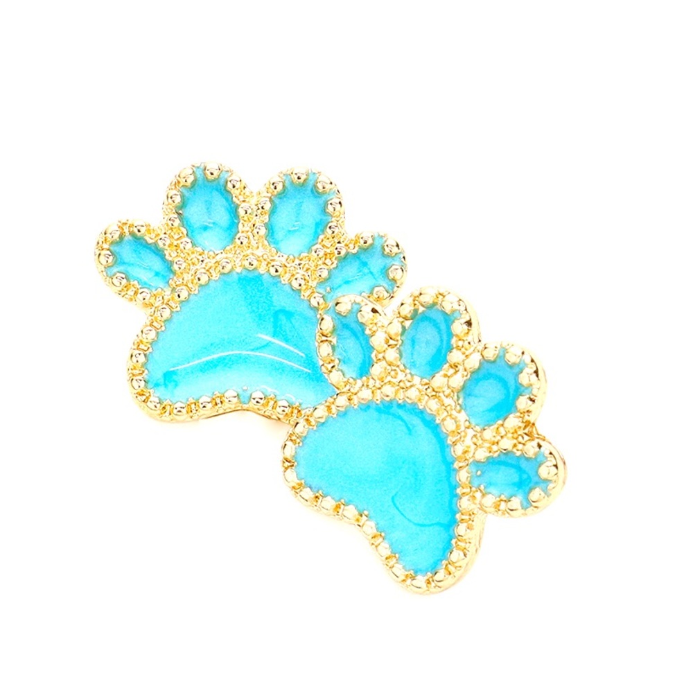 Turquoise Dainty Glittered Paw Stud Statement Earrings